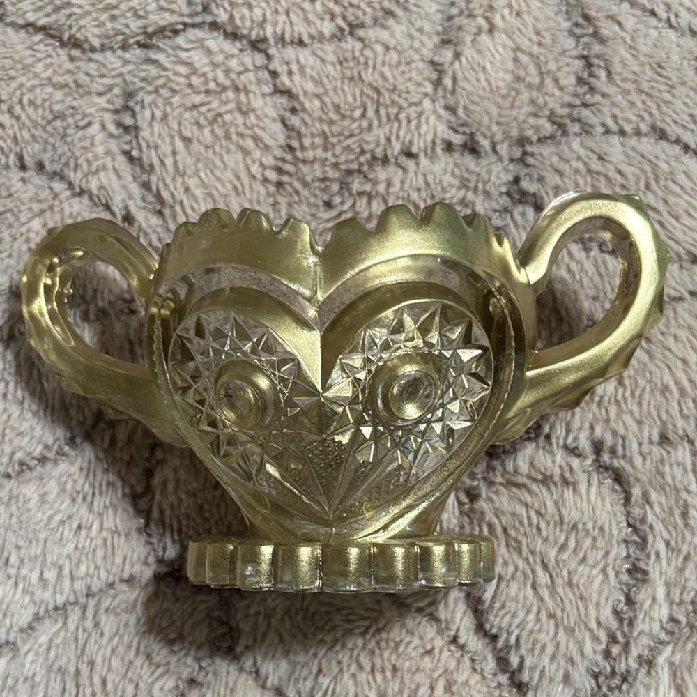 Gold decorative Two-Handled Owl Glass Dish self painted and non sealed